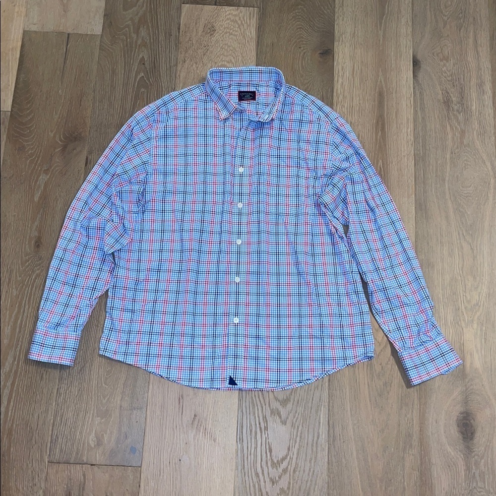 UNTUCKit, relaxed fit.Plaid button down long sleeve work shirt size large